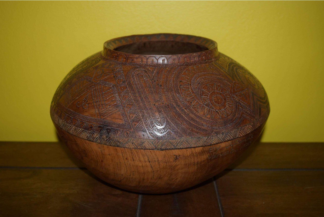 Wooden Lapita-Design Bowl