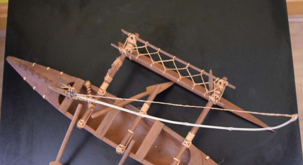 Wood-Carved Canoe